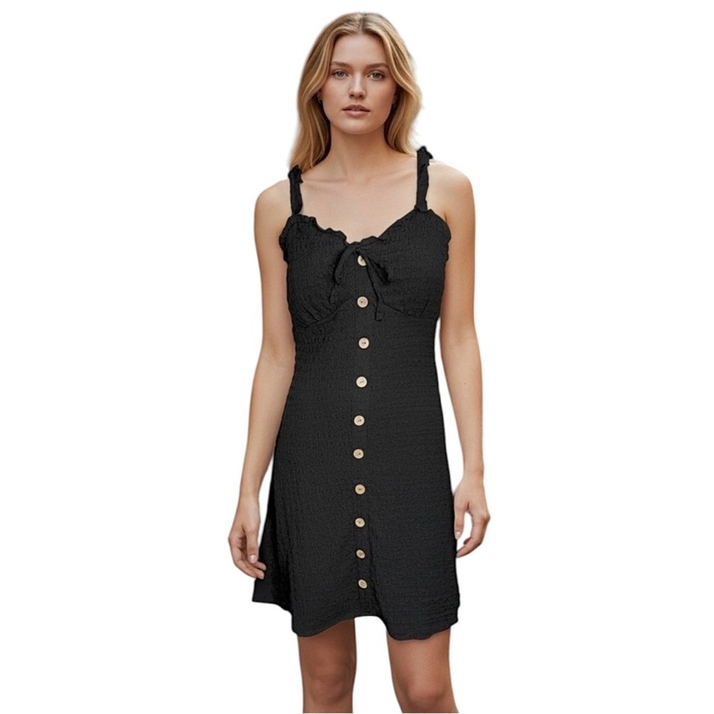 No Boundaries Black Button-Front Mini Dress